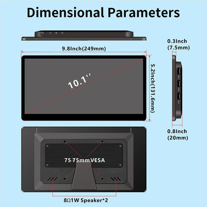Magedok 10.1 Inch Touchscreen Mini Monitor, IPS 1540×720 USB-C HDMI Portable Secondary Display with Stand & Speaker, Stretched Bar Screen for PC Laptop Rasp PI AIDA64 STEM DIY
