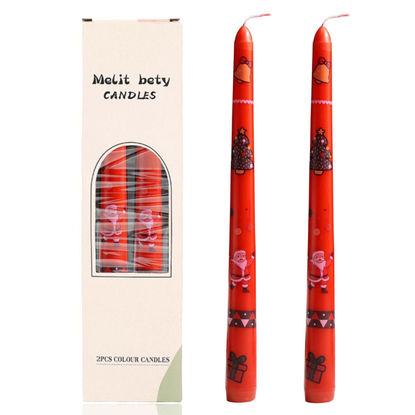 2 Pack Taper Candle 10 Inch A Printed Candles,Candlesticks Unscented Tapered Candl Set for Decor Wedding Party Dinner,Valentine's Day,Various Festivals to Celebrate (A Printed Candle, Red)