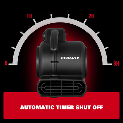 ECOMAX Air Mover, 950 CFM, Floor Fan, Carpet Dryer, Blower Fan, 3-Speed Mode, 3 Blowing Angles, Daisy Chain, Timing Function, for Water Damage Restoration, Flooding, Plumbing, Gym and Home, EMAM1090A