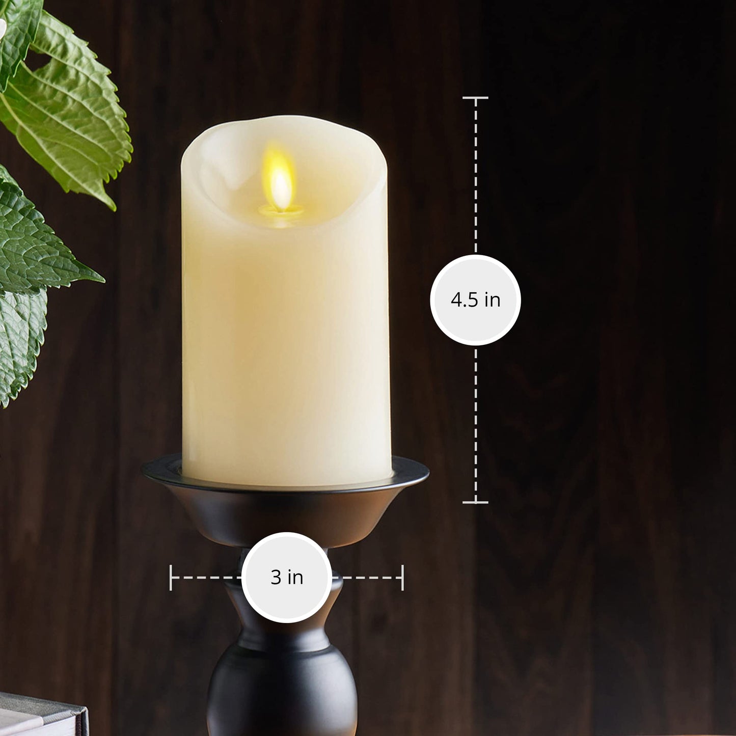 Luminara Flameless LED Battery Operated Ivory Pillar Candle, Flickering Realistic Moving Flame, 3" x 4.5" Luminous Real Wax Indoor Home Decor Pack of 1