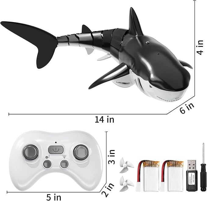2.4Ghz Remote Control Shark Toys for Kids 6 7 8 Years Old 1:18 Scale High Simulation Shark for Pool Bath Toys for Toddlers Electronic RC Sea Animal Outdoor Water Gifts