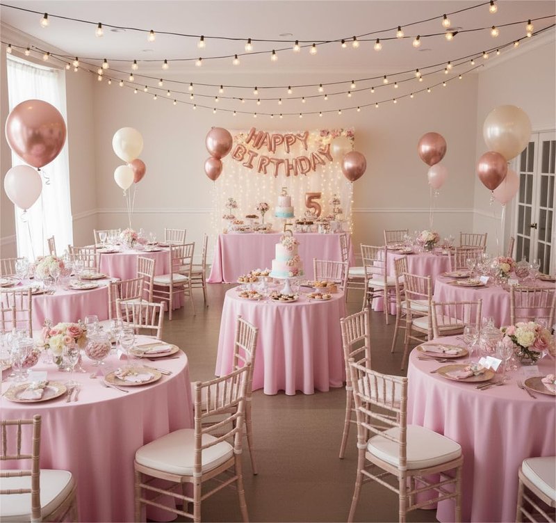 sancua Round Tablecloth 120 Inch Diameter, 8 Pack - Circle Polyester Fabric Table Cloth for Wedding Party Reception Banquet Birthday, Washable Formal Table Cover (Fit 48-96 Inch Tables), Pink