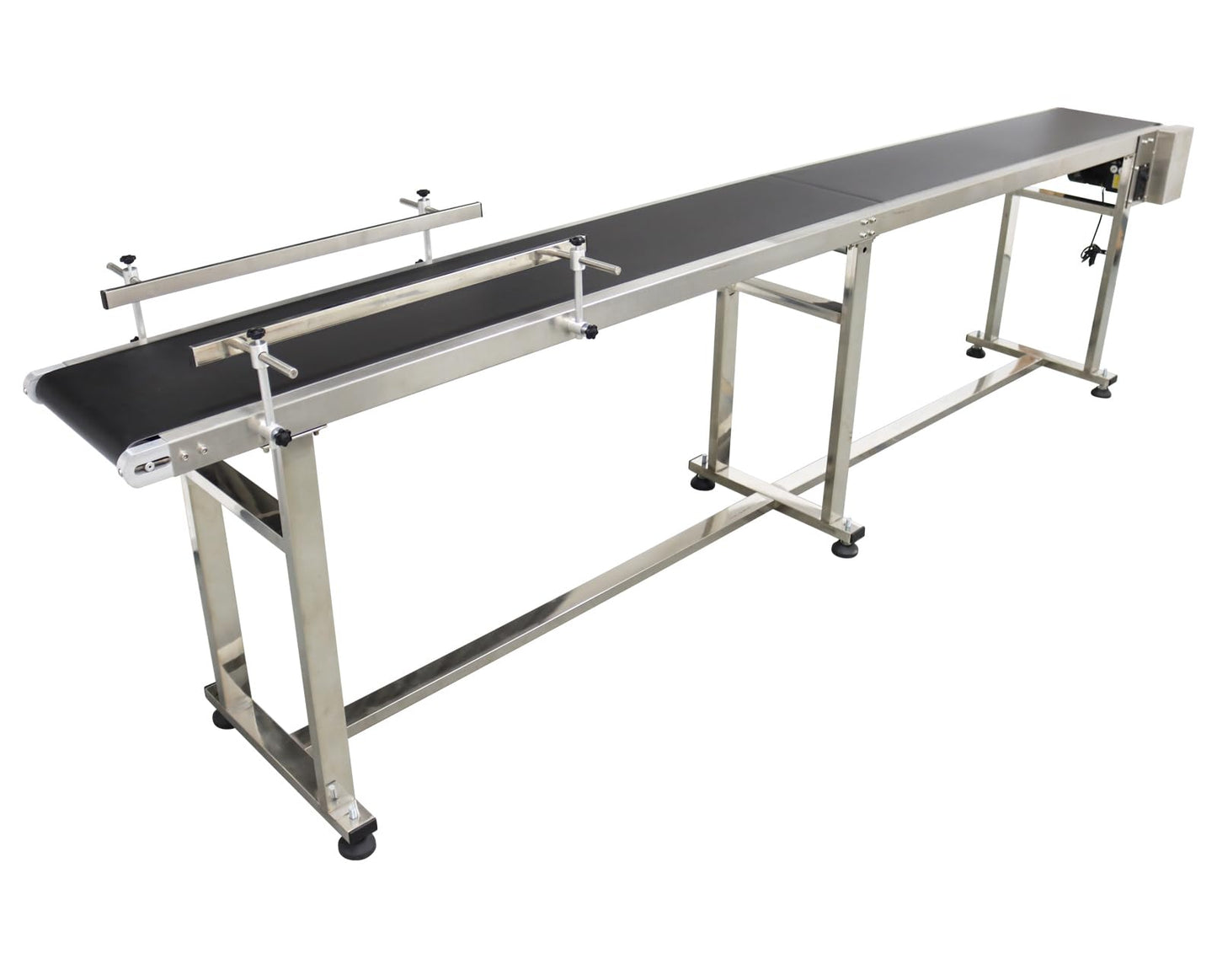 Yokoma Belt Conveyor Packaging Machine with Double Guardrails Stainless Steel Electric Flat PVC Belt Conveyor Black 118inch*15.7inch 250W 110V