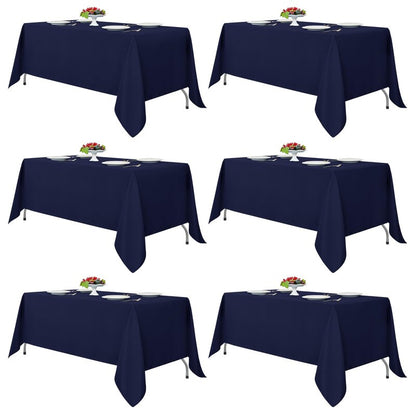 Fitable Navy Tablecloths for 6-8 Foot Tables, 6 Pack - 70 x 120 Inches - Reusable and Washable Table Clothes, Polyester Fabric Table Covers for Wedding, Party, Banquet