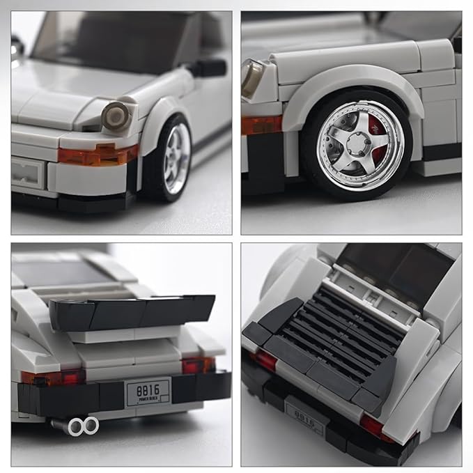 PB8816 1:32 Turbo Sports Car Buliding Blocks Set 343 Pieces MOC Super Racing Model Kit with Display Container Clamping Blocks Toy Gift for Adults