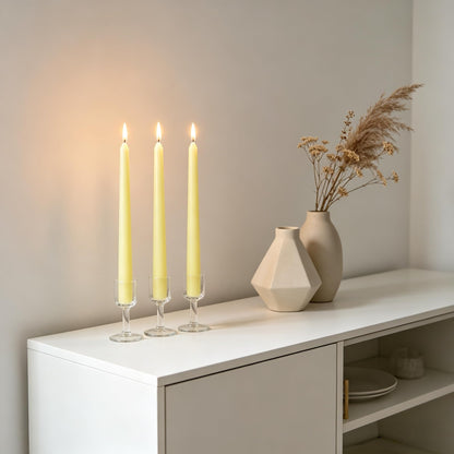 20-Pack Yellow Taper Candles Unscented, 10 Inch Tall Dinner Table Candlesticks for Wedding Centerpieces, Bulk Tapered Candles Long Burning Smokeless Dripless, Bright Decorative Candles for Home Decor