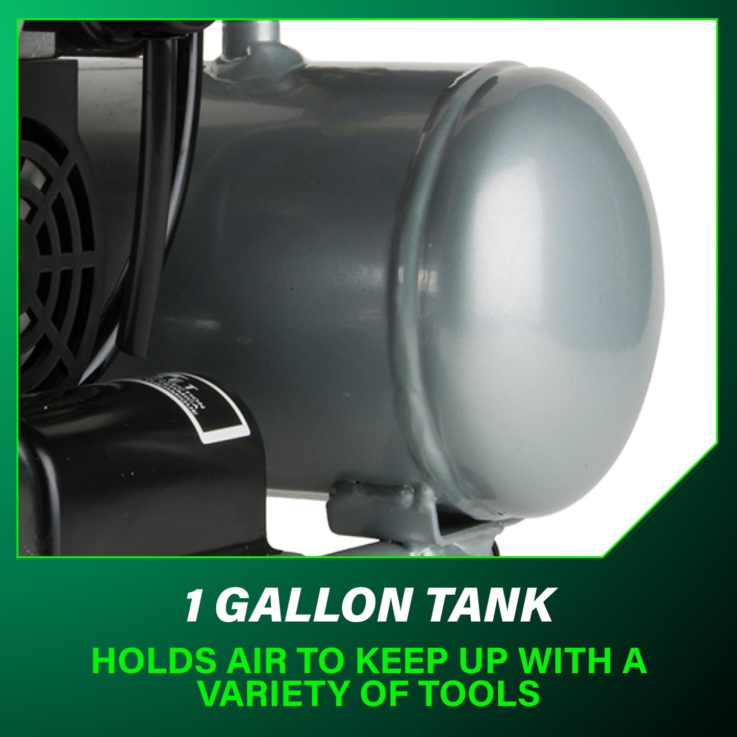 Metabo HPT Quiet Air Compressor, Portable 1 Gallon Oil-Free Air Compressor, Ultra-Quiet Operation at 59 dB, Universal Quick Coupler for Fast Tool Changes, Compact and Lightweight, EC28M