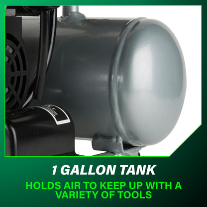 Metabo HPT Quiet Air Compressor, Portable 1 Gallon Oil-Free Air Compressor, Ultra-Quiet Operation at 59 dB, Universal Quick Coupler for Fast Tool Changes, Compact and Lightweight, EC28M