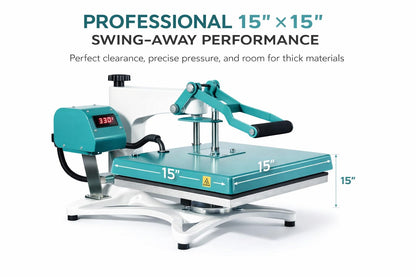 Stahls' A2Z Swing Away Heat Press 15"x15": Versatile Precision for Your Crafting Needs. Effortlessly Achieve Professional Transfers on a Wide Range of Materials!
