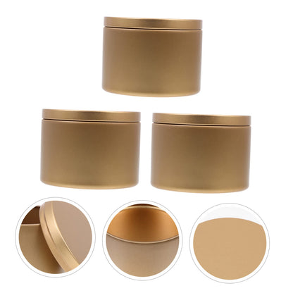 KONTONTY 3pcs Gold Iron Candle Jars Empty Candle Holders for Practical Iron Containers for Home Decor Wedding Favors and Tealight Making