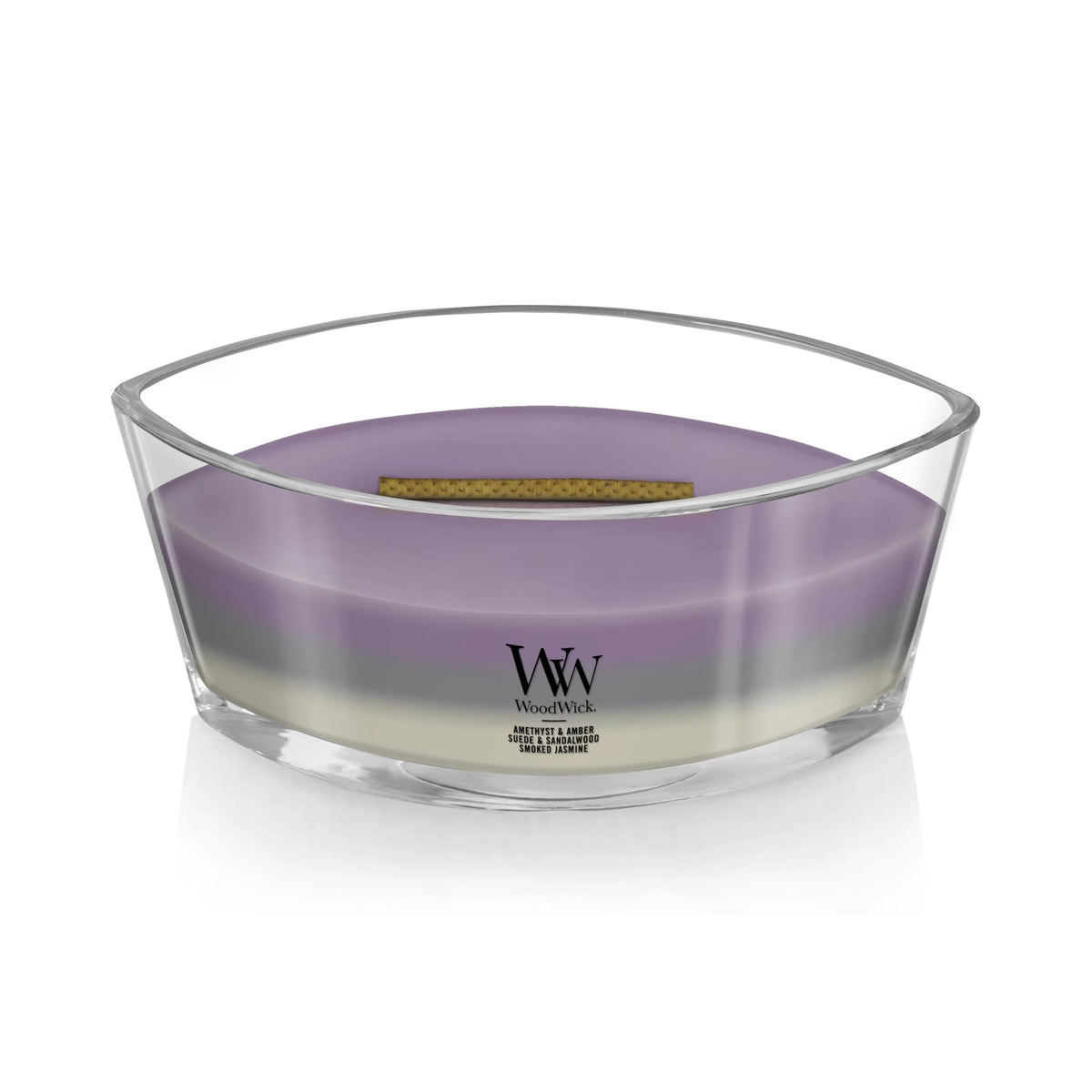 WoodWick Amethyst & Amber Gifts for Women and Men, 16 oz Ellipse Trilogy Candle with Crackling Wick