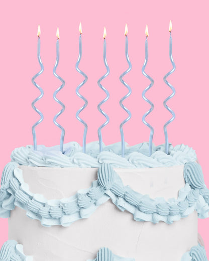 xo, Fetti Pearl Blue Wavy Cake Candles, Tall Thin - 10 Pcs | Birthday Party Supplies, Bachelorette Cake Decor, Glitter Cupcake Topper, Fun Dessert Decorations