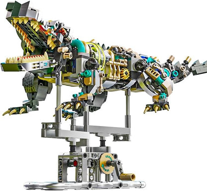 Mechanical Crocodile Building Set with Lights and Display Stand Lego-Compatible Animal Building Blocks Toy Home Decor Gift for Boys Teens Kids and Adults Aged 12+ (996 Pieces)
