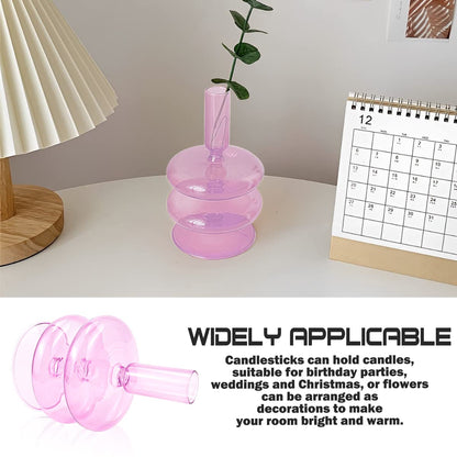 LNQ LUNIQI Clear Glass Candle Holders Glass Taper Candle Holder Decorative Glass Candlestick Holders for Dining Table Centerpieces Wedding Church （）
