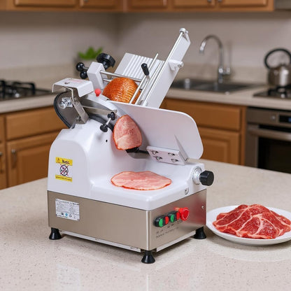 EliteEdge 550W Automatic Meat Slicer with 12 Inch Carbon Steel Blade, Adjustable Thickness 0-14 mm, Electric Slicing Machine for Home or Commercial Kitchen