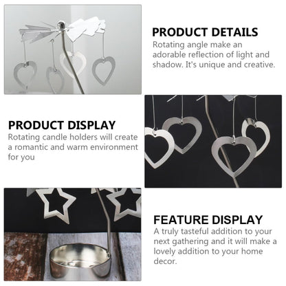 TOYANDONA Rotating Metal Candle Holders 2pcs Romantic Five-Point and Love-Shaped Designs, Desktop Candle Spinner Ornament for Home Decoration and Festival Table Display