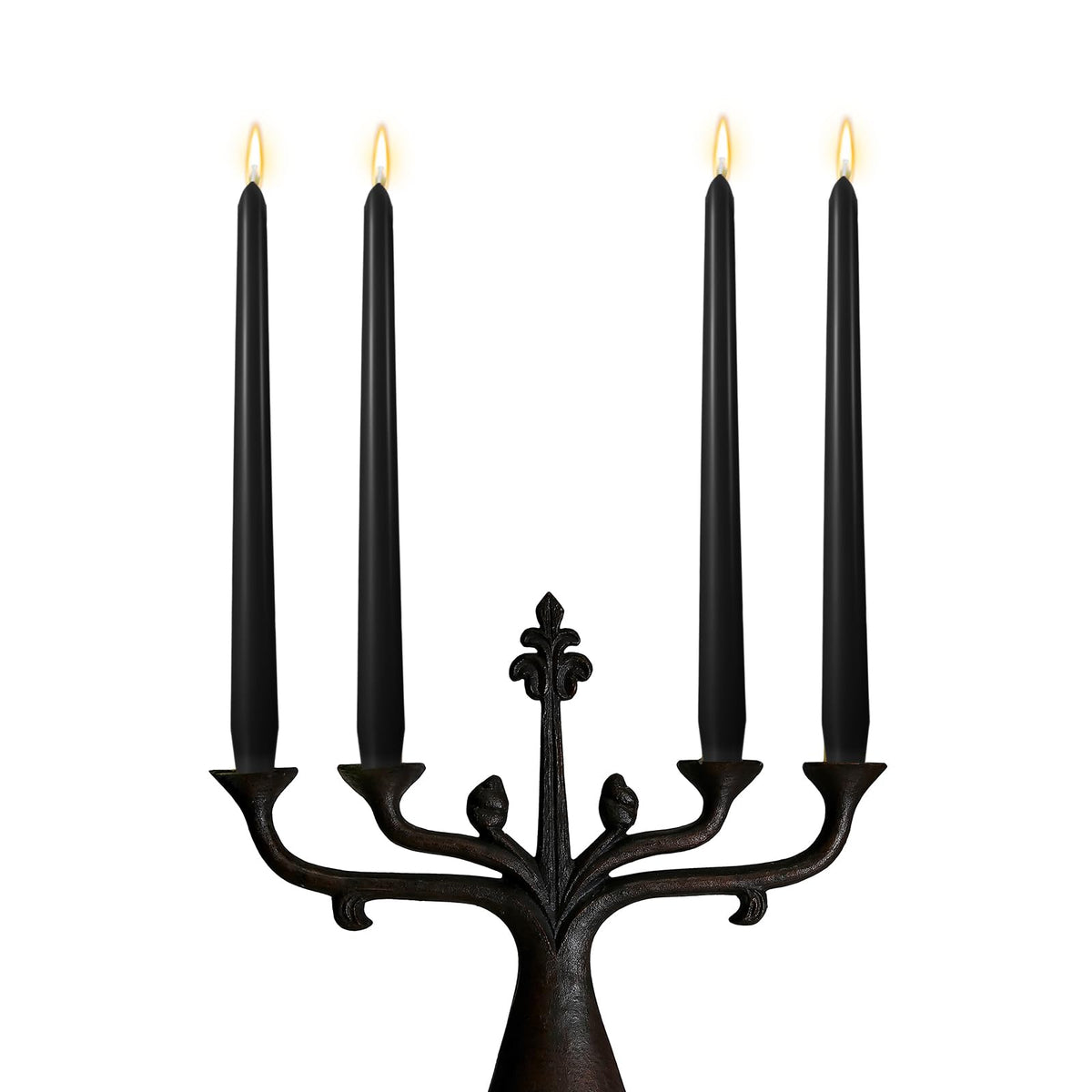 MTLEE 16 Pcs 10 Inch Long Tapered Candle Stick Bulk Smokeless Unscented Burning Candlestick Paraffin Wax with Cotton Wick for Valentine's Day Baby Shower Wedding Holiday Party Church (Black)