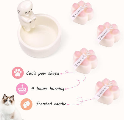 ProNature Cat Candle Holder, Ceramic Candlestick for Cute Candles - Ideal Gift for Cat Lovers, Women on Birthday or Housewarming, Perfect for Cozy Home Decor in Bedroom & Living Room