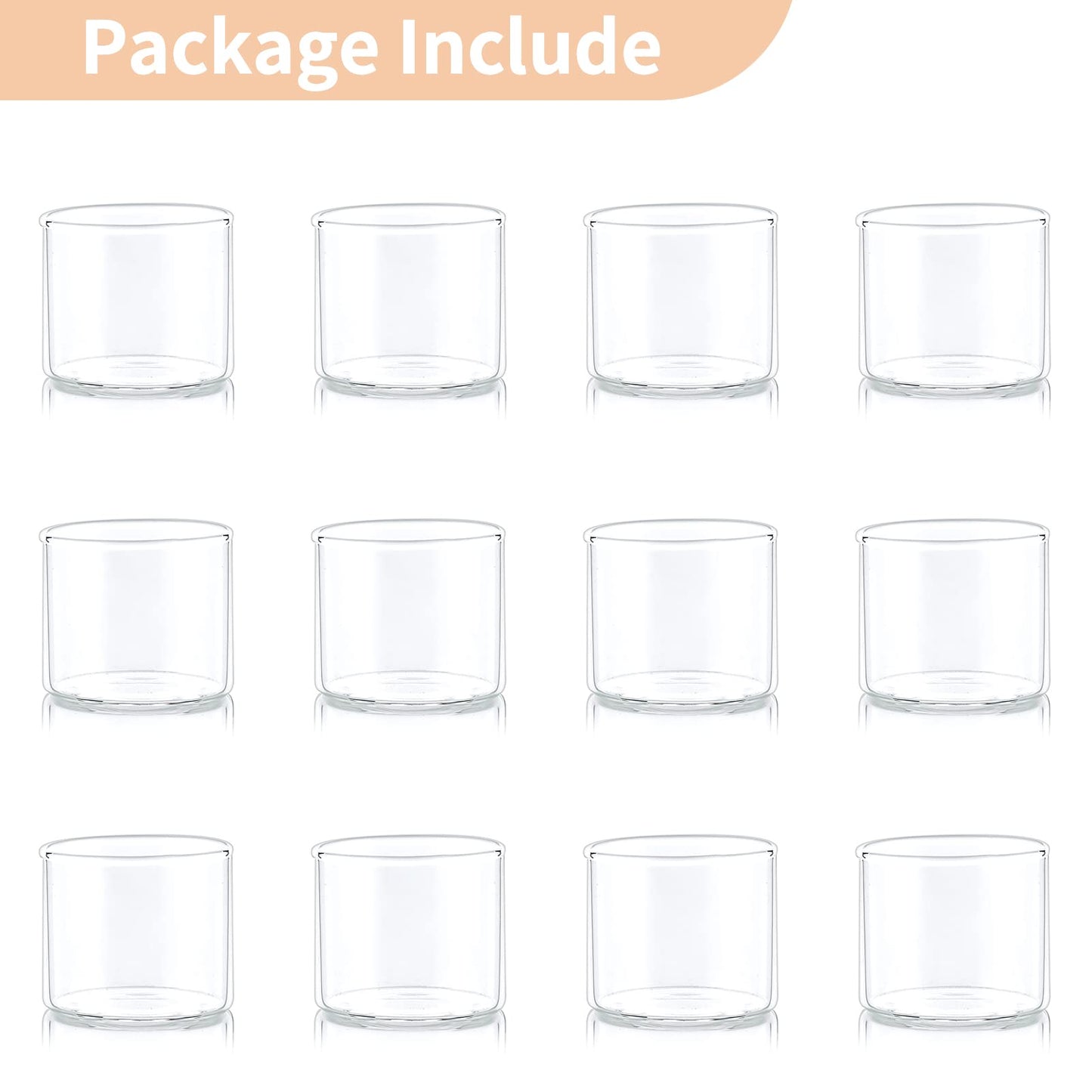 NUPTIO Glass Votive Candle Holders: Set of 12 Clear Tea Light Holders - Mini Floating Candleholders for Home Christmas Thanksgiving Party Table Centerpieces Decor (1.8 x 1.57 inch)