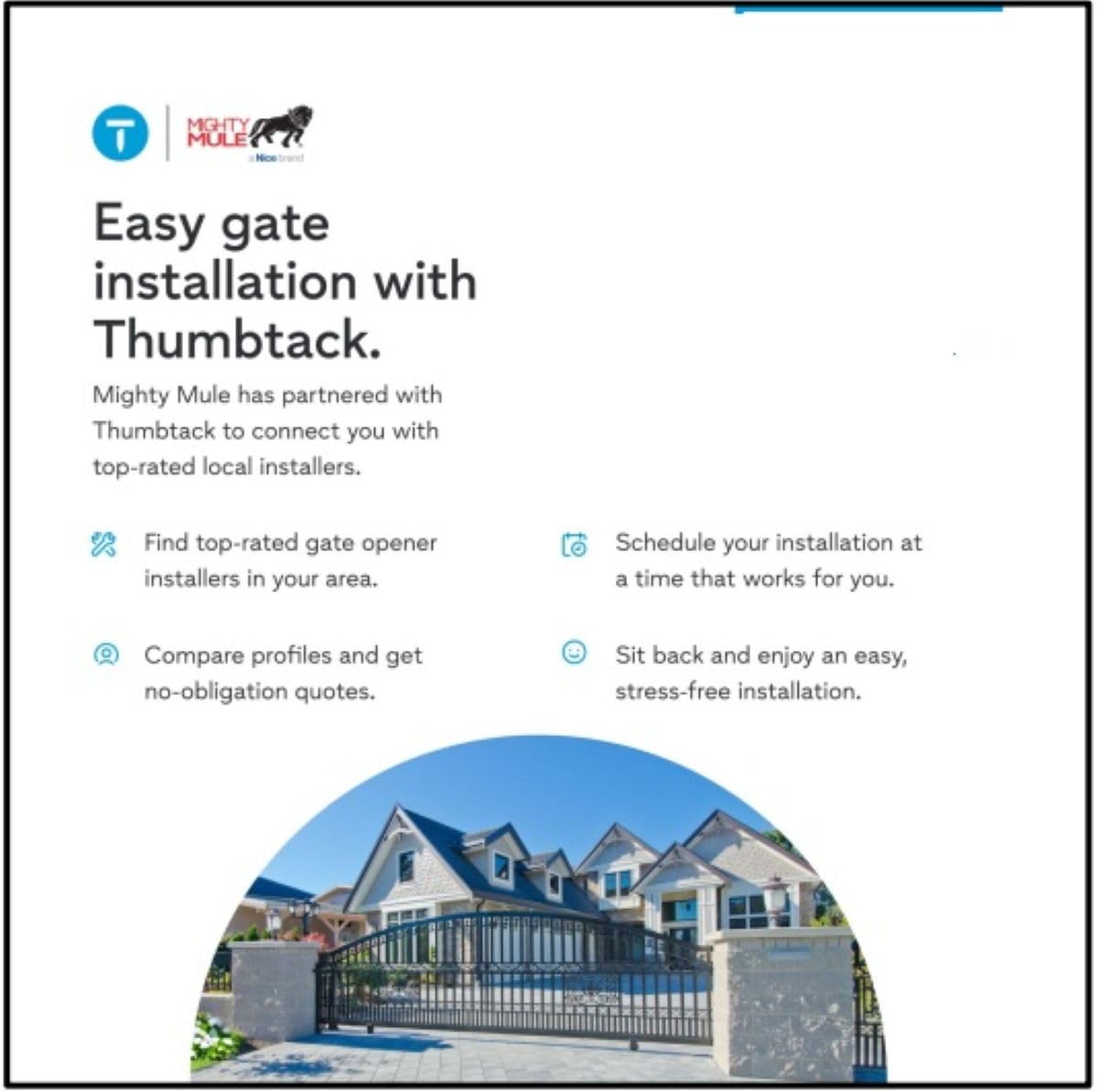 Mighty Mule Gate Opener, Solar and Smart Ready, Heavy Duty Automatic Gate Opener, Gates up to 18ft or 850lb, Single Gate Opener, MM571W