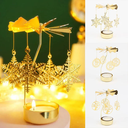 Eforcase Rotary Candle Holder, Gold Love Tea Lights Candle Holder, Spinning Candlestick Ornament for Wedding Party Christmas Home Decoration