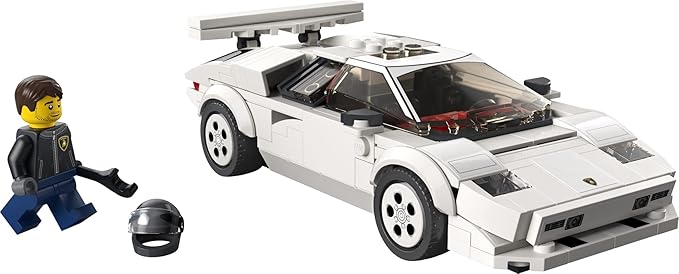 Lego Speed Champions Lamborghini Countach 76908 Race Car Toy Model Replica Collectible Building Set with Racing Driver Minifigure