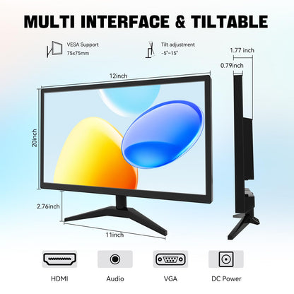 ERCGWOP Touchscreen Monitor 22 Inch FHD 1920x1080P IPS PC Monitor, 10-Point Touch Screen Computer Display with HDMI VGA USB Ports, Built-in Speakers, VESA Mountable