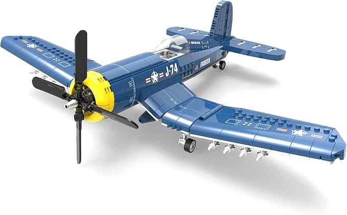 F4U Corsair Fighter Aircraft Building Block Sets - WW2 Military Airplane Building Bricks Toys Navy &amp Marine Corps Warbird Plane Model Kits Birthday Gifts for Boys