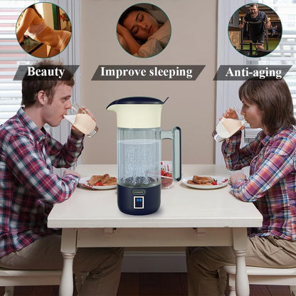 GOSOIT Hydrogen Water Bottle Hydrogen Water Generator Ionizer Hydrogen Rich Water Maker Machine Hydrogen Water Pitcher with SPE PEM Tech (Datin Blue)