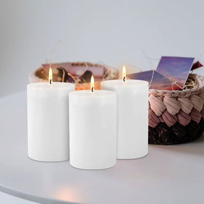 Pillar Candles - 2.75x3.25 inch | 40 Hours Burning, 6 Count - White Unscented Smokeless Premium Chinese Pillar Candles - Perfect for Wedding, Parties, Spas, Home Gatherings and Dinner