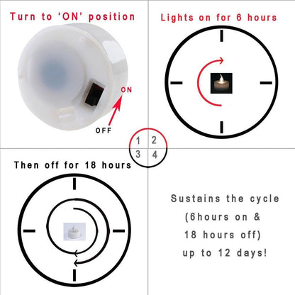 eLander LED Tea Lights Flameless Candle with Timer, 6 Hours on and 18 Hours Off, 1.4 x 1.3 Inch, Cool White, [12 Pack]