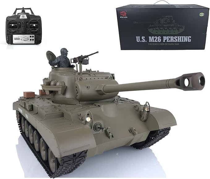 TOUCAN RC HOBBY US in Stock 2.4Ghz Henglong 1/16 Scale 7.0 Plastic Ver M26 Pershing RTR RC Tank Model 3838 BB Airsoft That Shooting BB Bullets