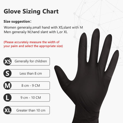 KEOELY Nitrile Disposable Gloves Pack of 100, Latex Free Safety Working Gloves for Food Handle or Industrial Use(Black,Medium)
