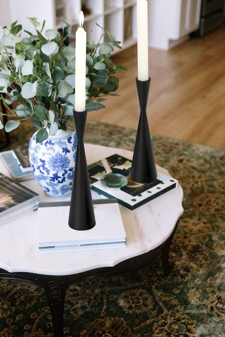 Vixdonos Taper Candlestick Holders Metal Candle Holders Set of 3 Table Decorative Candle Stand for Wedding, Dinning, Party,Home Decor (Matte Black)