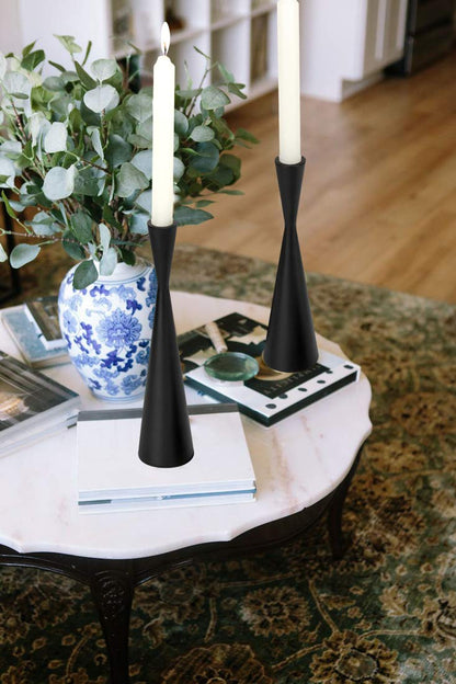 Vixdonos Taper Candlestick Holders Metal Candle Holders Set of 3 Table Decorative Candle Stand for Wedding, Dinning, Party,Home Decor (Matte Black)