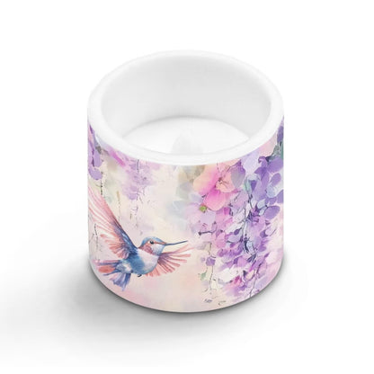 Merkmak Battery Operated Flameless Candles with Remote and Timer Flameless LED Pillar Candles Floral Hummingbird Tealights for Banquet, Home Decorations