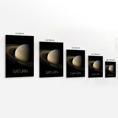 Solar System Planets Canvas Wall Art - Saturn Planet Space Poster for Kids Room Bedroom Classroom, STEM Educational Astronomy Decor, Science Gift for Boys Girls, 12x18 Inch Framed