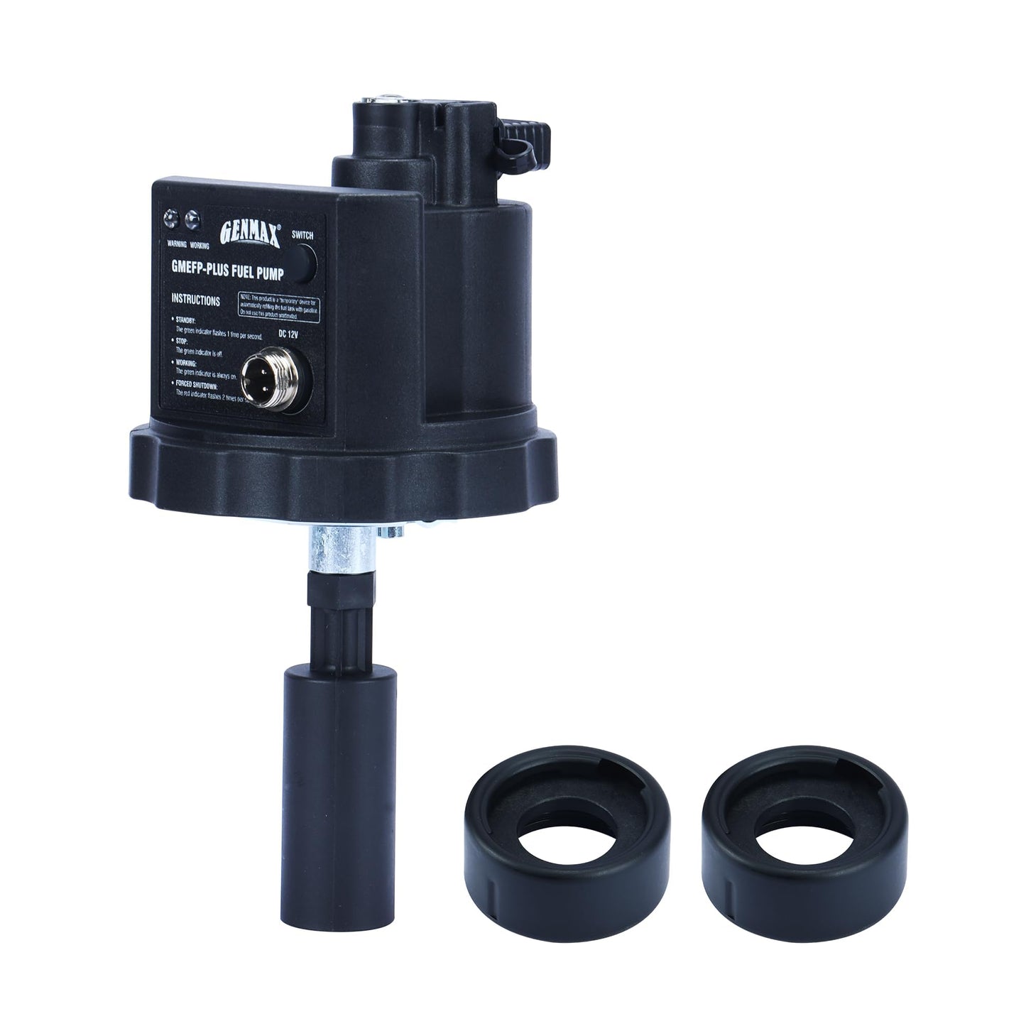 GENMAX 12V DC Electric Fuel Pump with Auto Start-Stop Sensor, auto Liquid Transfer Pump for E15, E85, Gas, Diesel & More，with Overfill Protection(GMEFP-PLUS)