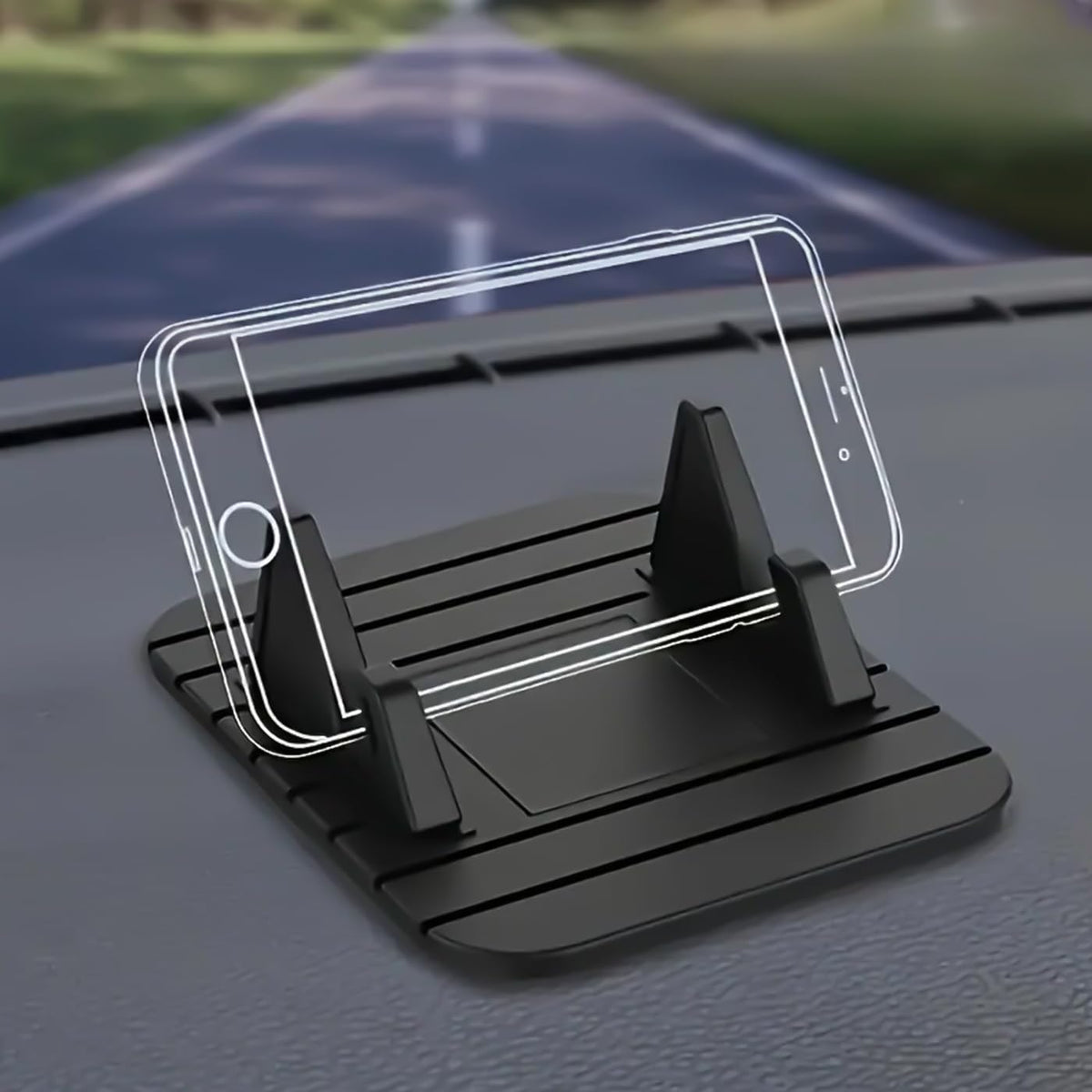 Car Phone Holder, Dashboard Cell Phone Holder with Non-Slip Silicone, Universal Car Dashboard Phone Holder with 120°Viewing Angle for Safe Driving and Navigation, Compatible with Smartphones