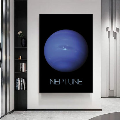 Solar System Planets Canvas Wall Art - Neptune Planet Space Poster for Kids Room Bedroom Classroom, STEM Educational Astronomy Decor, Science Gift for Boys Girls, 16x24 Inch Framed