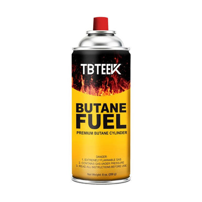 TBTeek Butane Fuel Canister, Butane Gas 8 oz, Premium Pure Refined Butane Gas Refill for Kitchen Torch Head, Camping Stove, Outdoor Cooking, Grilling & Emergency Use