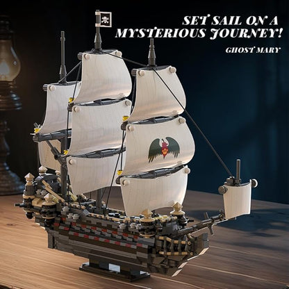 39087 Ghost Mary Pirate Ship Building Block Model Kit 1055 PCS Display Sailing Vessel for Adults