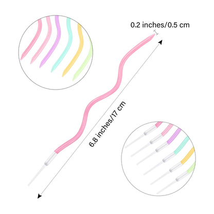 BBTO 12 Pcs Twisted Birthday Candles Spiral Metallic Cupcake Thin Long Cake Candles with Holders for Birthday Wedding Party(Colorful)