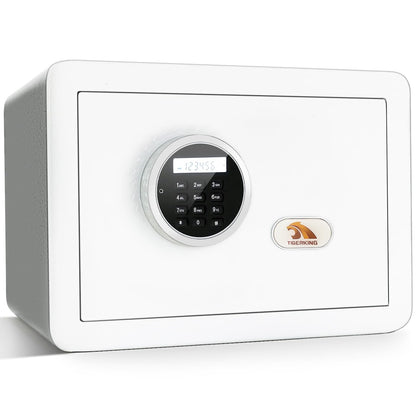 TIGERKING 1.2 Cu Ft Small Safe Box, White Security Safe with Digital Keypad, 2-Bolt Anti-Theft Locking Bolts, Removable Shelf, Easy Setup for Closet, Apartment, Dorm, Home Office