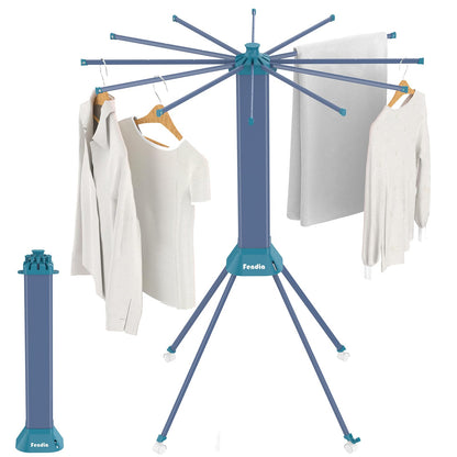 Clothes Drying Rack Foldable & Collapsible Drying Racks with 4-Leg Octopus Design, Large Capacity Space Saving Indoor Drying Rack for Bedroom,Balcony,Laundry for Indoor/Outdoor Use(Grey & Green)