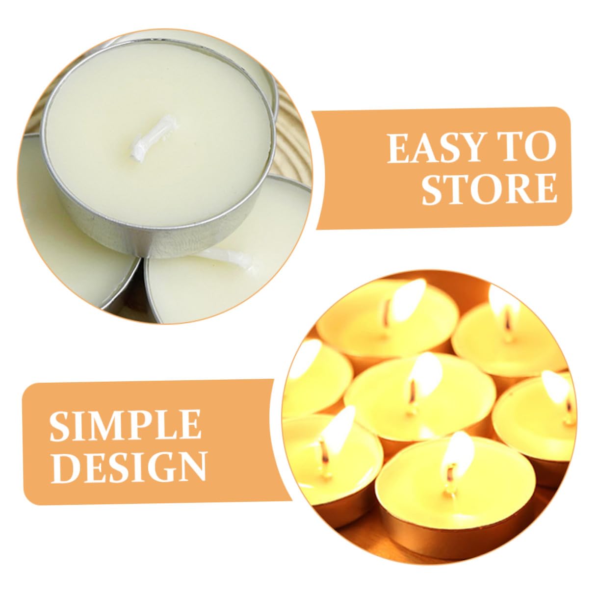 MINAOLULUS Tealight Candles White Unscented Round Wax Small Tea Lights 50pcs, Dripless Wedding and Home Decor Proposal Lighting, Long Burn Time