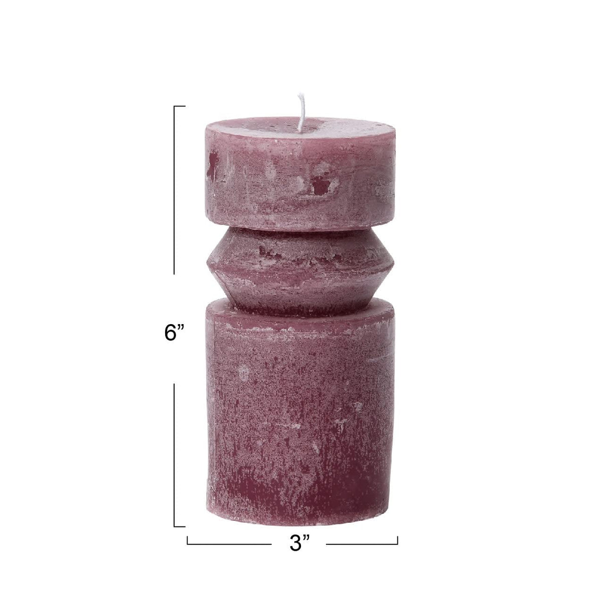 Creative Co-Op Unscented Totem Pillar, Pinot Candles, 3" L x 3" W x 6" H, Purple (Pack of 2)