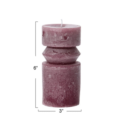 Creative Co-Op Unscented Totem Pillar, Pinot Candles, 3" L x 3" W x 6" H, Purple (Pack of 2)