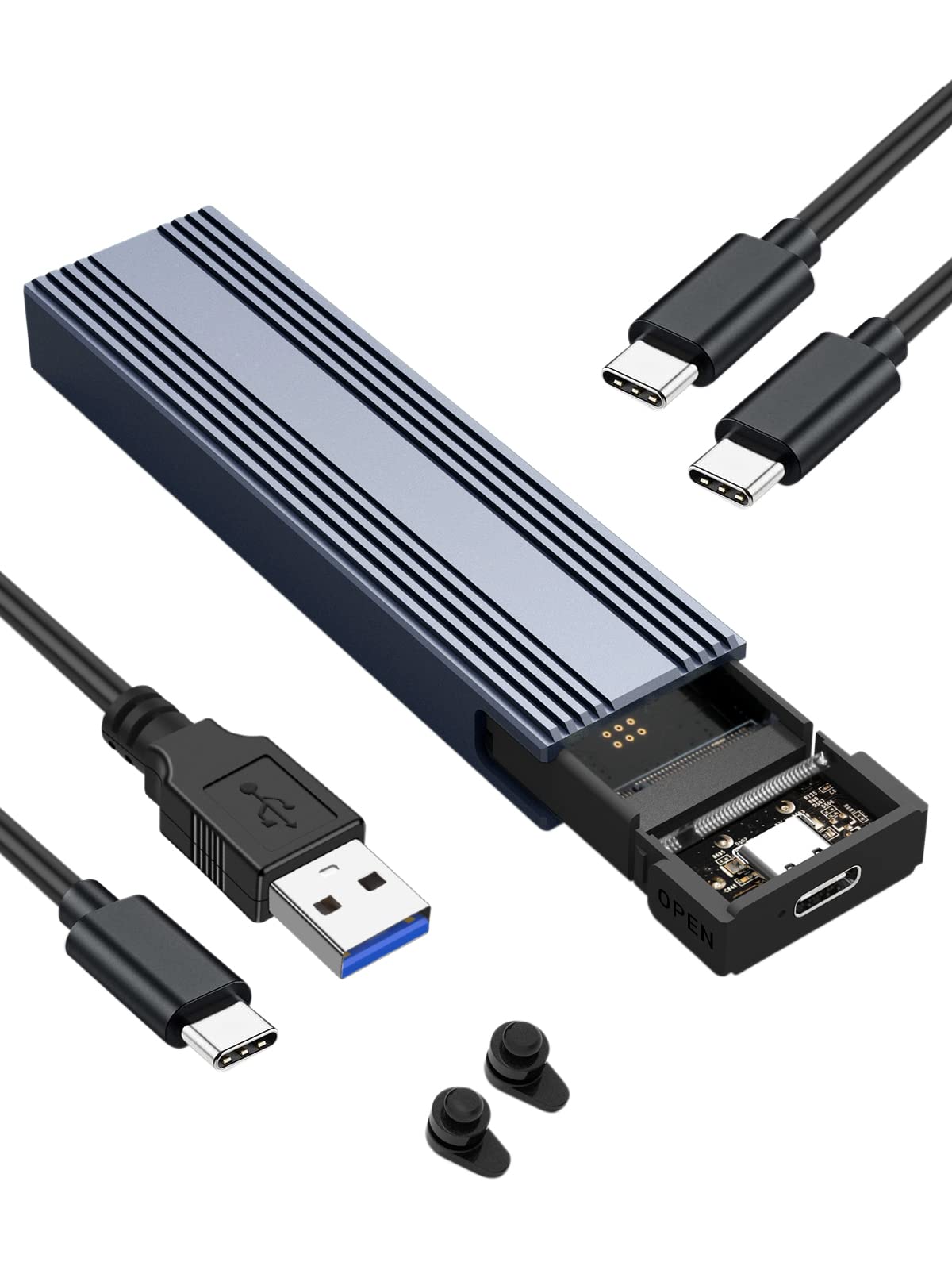 V VCOM M.2 NVMe SSD Enclosure,USB C External Adapter, USB 3.2 Gen2 (10Gbps) with UASP, Trim Support - M-Key(B+M Key) for 2230/2242/2260/2280 SSDs