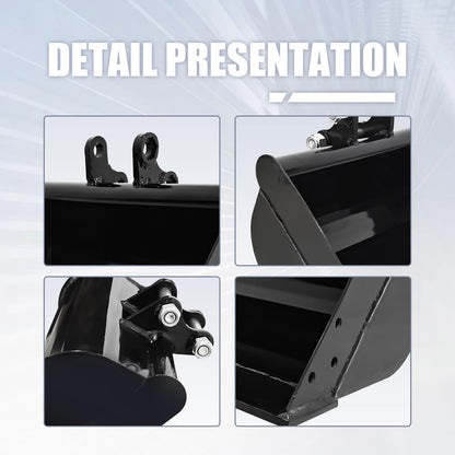 500mm Flat Bucket Accessories Toothless Bucket Compatible with 0.8-1.5 Tons of Small Excavators, Used to Load Sand, Soil, Clean Ditches